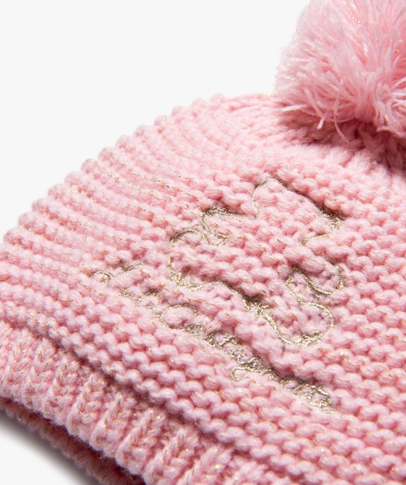 Bonnet en grosse maille avec pompon bébé fille - LuluCastagnette vue2 - LULUCASTAGNETTE - GEMO