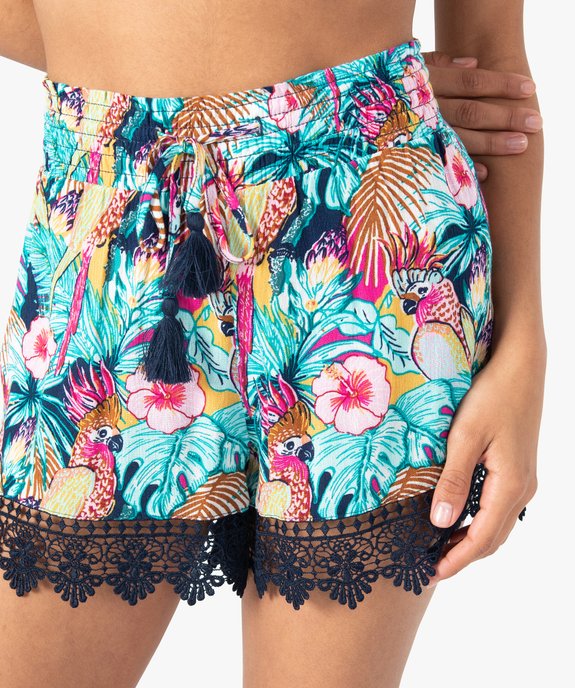 Short de plage avec finitions brodées femme vue2 - GEMO 4G FEMME - GEMO