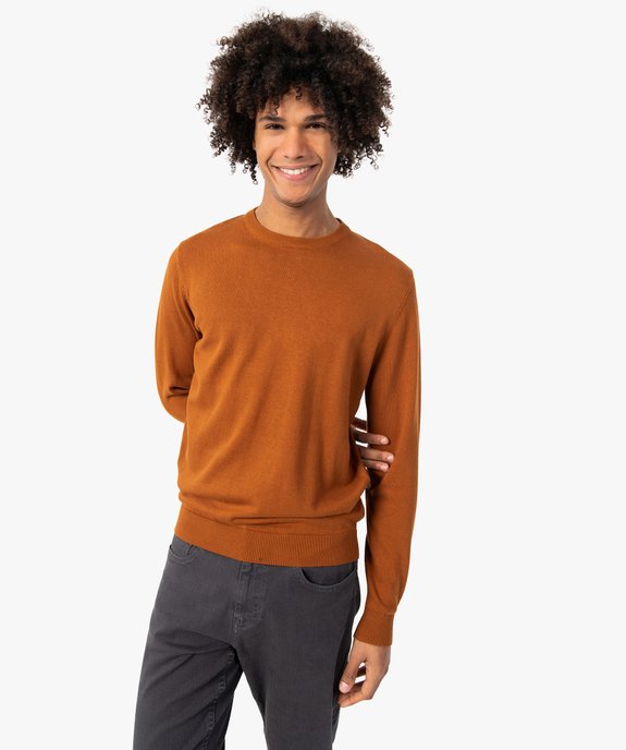 Pull à col rond en coton homme vue2 - GEMO (HOMME) - GEMO