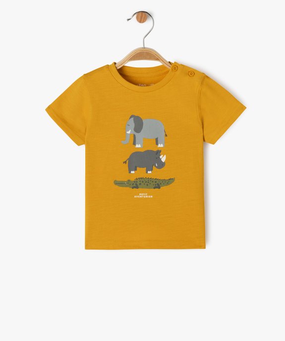 Tee-shirt à manches courtes avec motif animaux bébé garçon vue2 - GEMO(BEBE DEBT) - GEMO