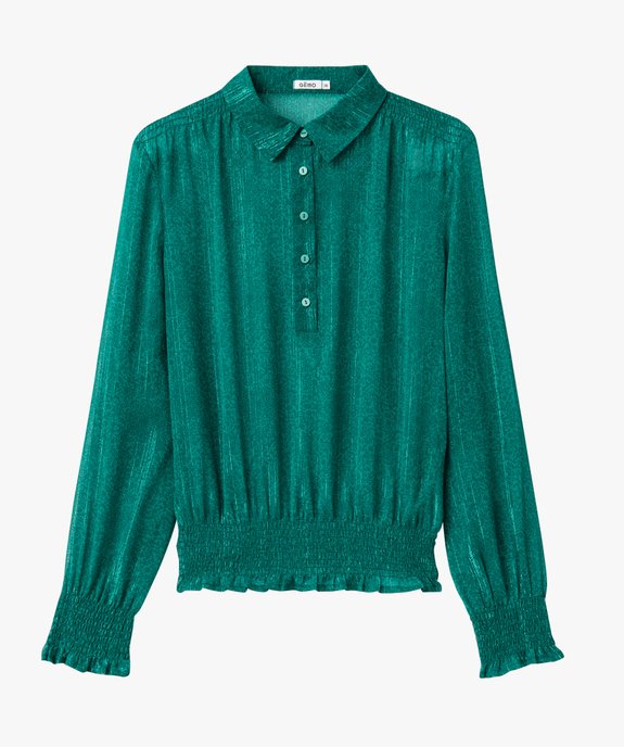 Blouse à manches longues en voile avec fils scintillants femme vue4 - GEMO 4G FEMME - GEMO