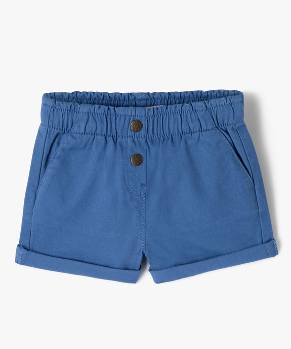 Short uni avec ceinture élastiquée bébé fille vue1 - GEMO 4G BEBE - GEMO