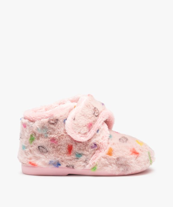 Chaussons fille bottillons en textile peluche imprimé cœurs vue1 - GEMO (ENFANT) - GEMO