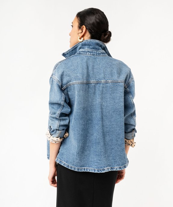 Veste en jean look chemise femme vue3 - GEMO(FEMME PAP) - GEMO