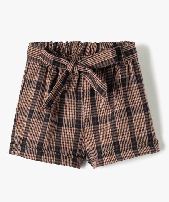 Short fille à motif tartan avec ceinture vue1 - GEMO (ENFANT) - GEMO