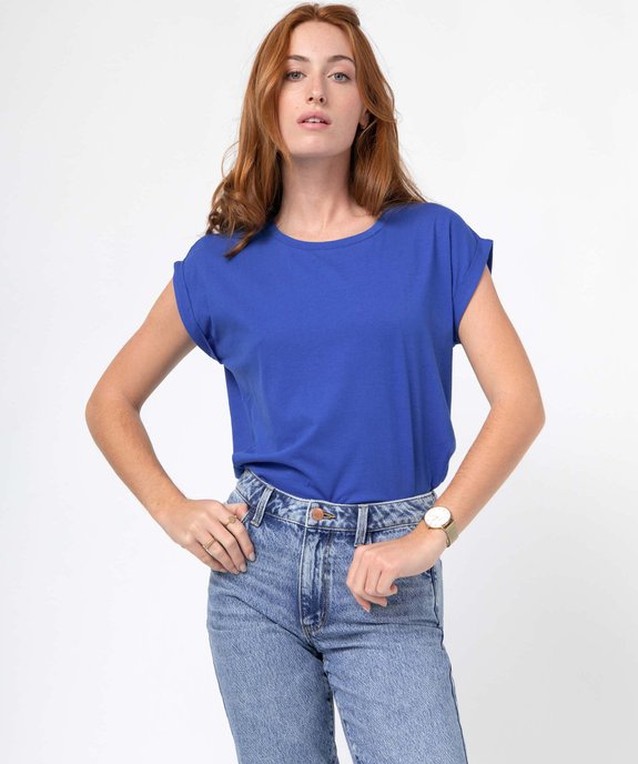 Tee-shirt à manches courtes et col rond femme vue1 - GEMO(FEMME PAP) - GEMO