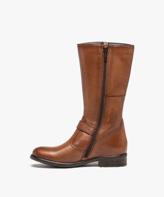 Bottes fille cavalières unies dessus cuir - Tanéo vue4 - TANEO - GEMO