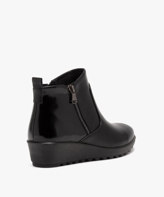 Boots femme confort unies à talon compensé et double zip vue4 - GEMO (CONFORT) - GEMO