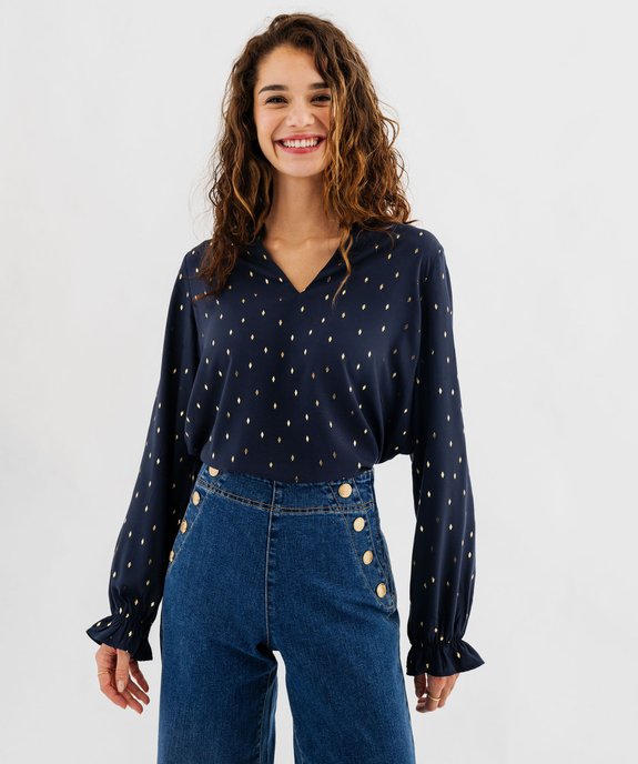 Blouse à manches longues à motifs pailletés femme vue1 - GEMO(FEMME PAP) - GEMO