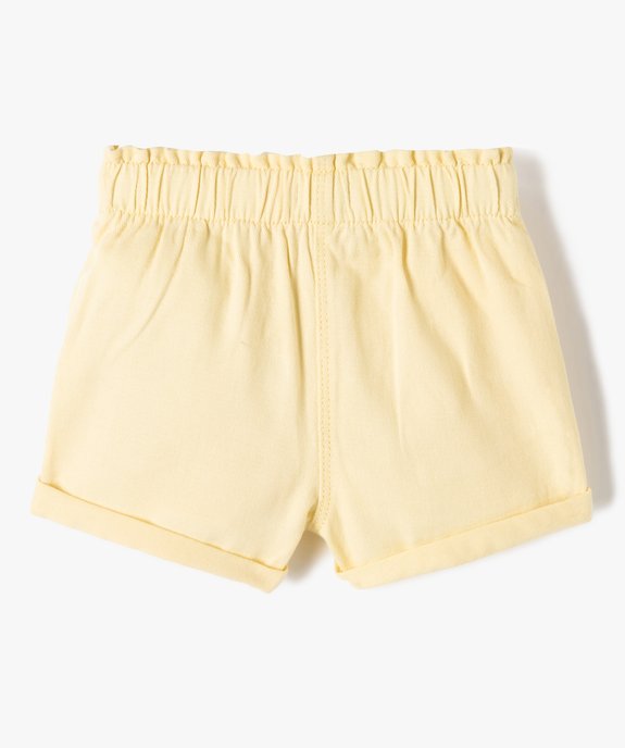 Short uni avec ceinture élastiquée bébé fille vue3 - GEMO 4G BEBE - GEMO