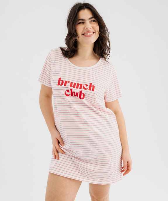 Chemise de nuit à manches courtes avec motifs femme grande taille vue1 - GEMO 4G FEMME - GEMO