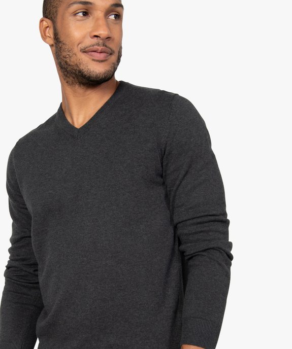 Pull homme à col V en coton fin vue2 - GEMO 4G HOMME - GEMO