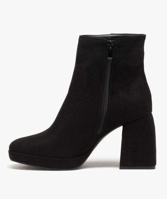 Boots femme à talon flare et en suédine unie vue3 - GEMO 4G FEMME - GEMO