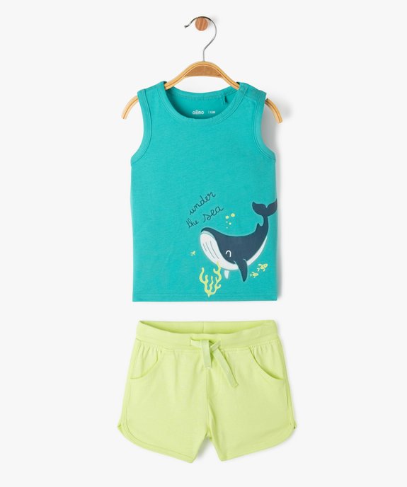 Ensemble débardeur + short en coton bébé garçon vue1 - GEMO 4G BEBE - GEMO