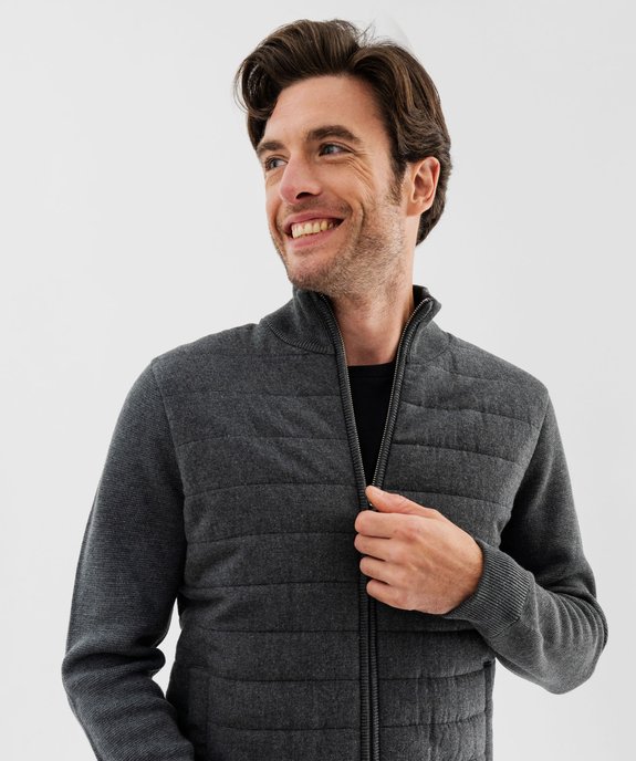 Gilet bimatière avec col montant et buste matelassé homme vue3 - GEMO (HOMME) - GEMO