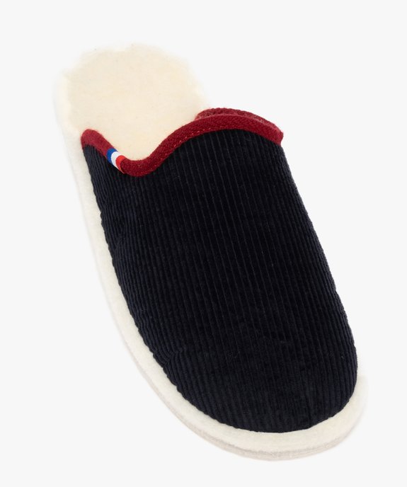 Chaussons mules en coton côtelé doublés laine homme vue5 - GEMO(HOMWR HOM) - GEMO