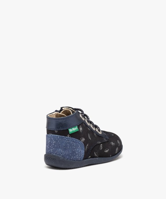 Chaussures premiers pas bébé fille en cuir imprimé fleuri - Kickers  vue4 - KICKERS - GEMO