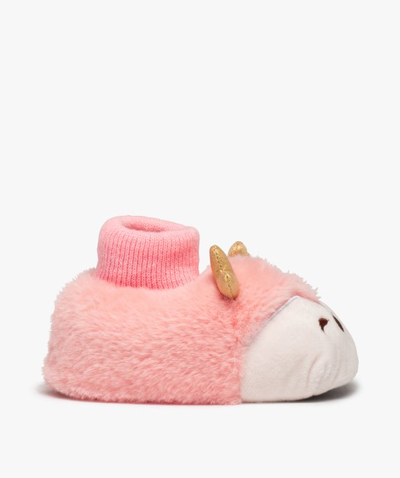 Chaussons fille peluche petit animal à col chaussette vue2 - GEMO (ENFANT) - GEMO