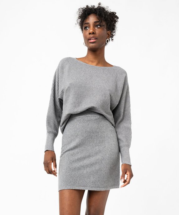 Pull en maille côtelée et manches chauve-souris femme vue1 - GEMO(FEMME PAP) - GEMO