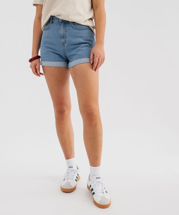 Short en jean coupe large taille haute femme vue1 - GEMO(FEMME PAP) - GEMO