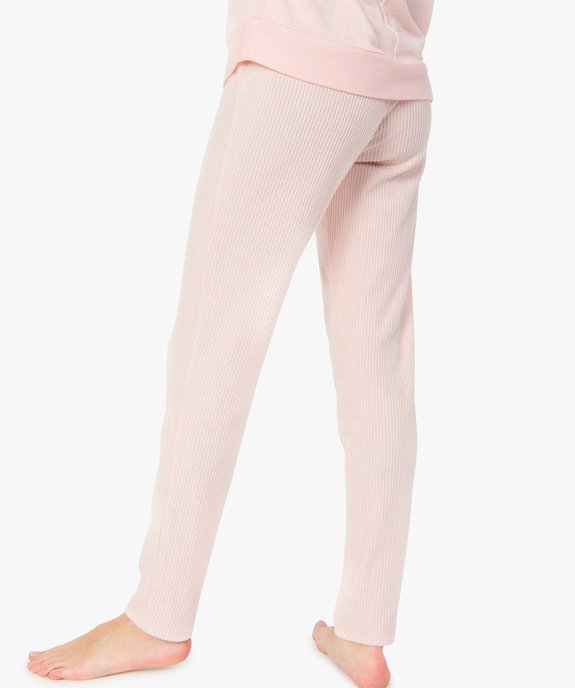 Pantalon de pyjama femme en maille côtelée vue3 - GEMO(HOMWR FEM) - GEMO