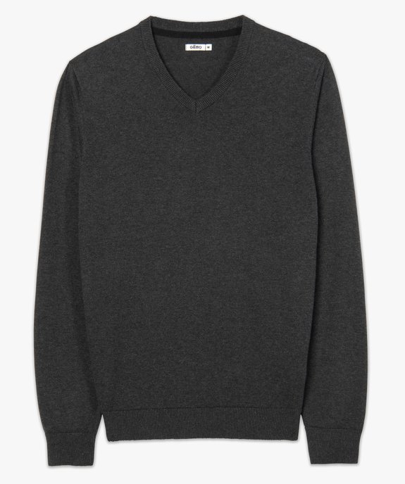 Pull homme à col V en coton fin vue4 - GEMO 4G HOMME - GEMO