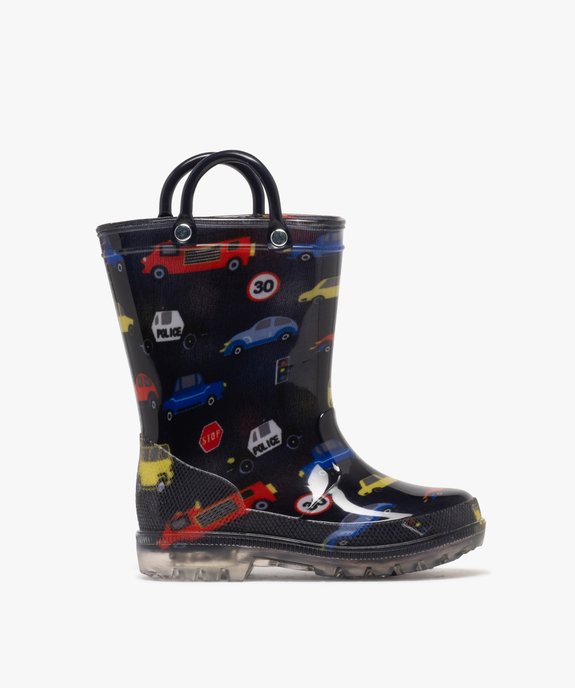 Bottes de pluie imprimée à anses et semelle crantée lumineuse garçon vue7 - BUGGY - GEMO