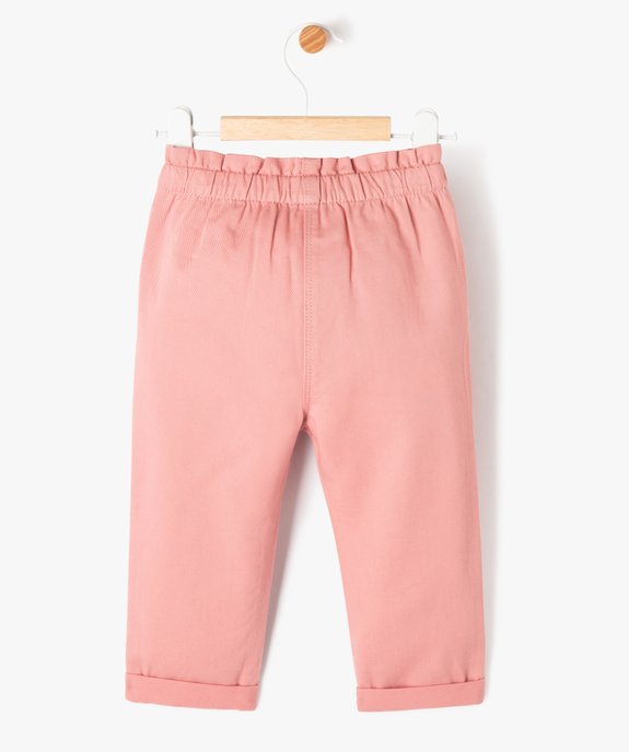 Pantalon en toile de coton avec taille élastique bébé fille vue3 - GEMO(BEBE DEBT) - GEMO