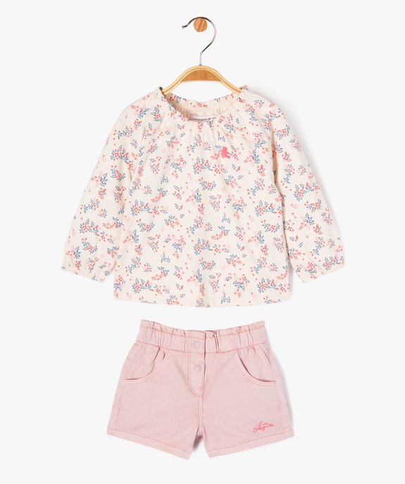 Ensemble 2 pièces bébé fille tee-shirt et short — LuluCatagnette vue2 - LULUCASTAGNETTE - GEMO