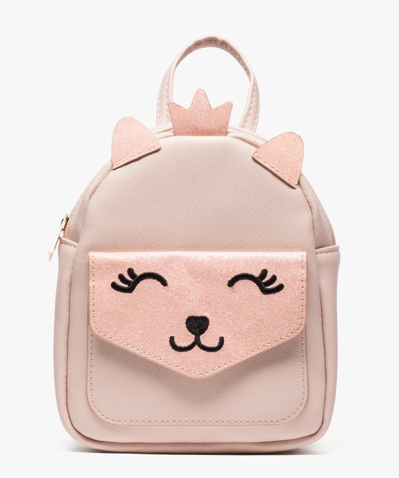 Sac à dos fille à paillettes avec tête d'animal brodée vue1 - GEMO (ENFANT) - GEMO