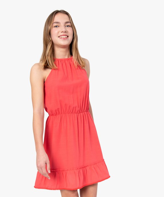 Robe fille courte à encolure US et taille élastiquée vue1 - GEMO (JUNIOR) - GEMO