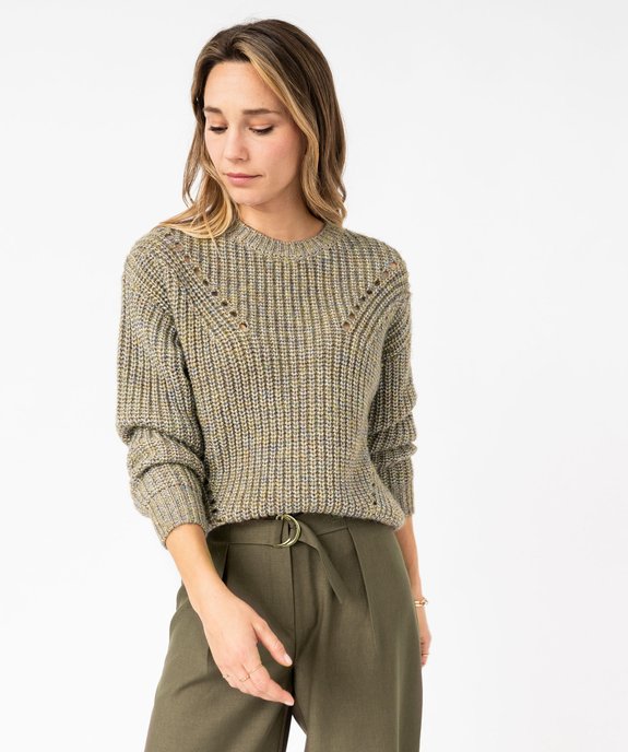 Pull grosse maille fantaisie à fil pailleté femme vue1 - GEMO(FEMME PAP) - GEMO