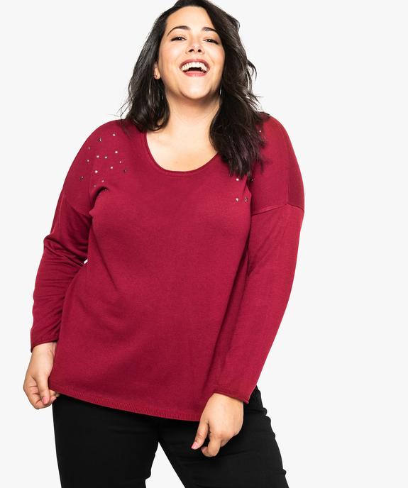 Pull femme ample avec strass et ruban satiné vue1 - GEMO (G TAILLE) - GEMO