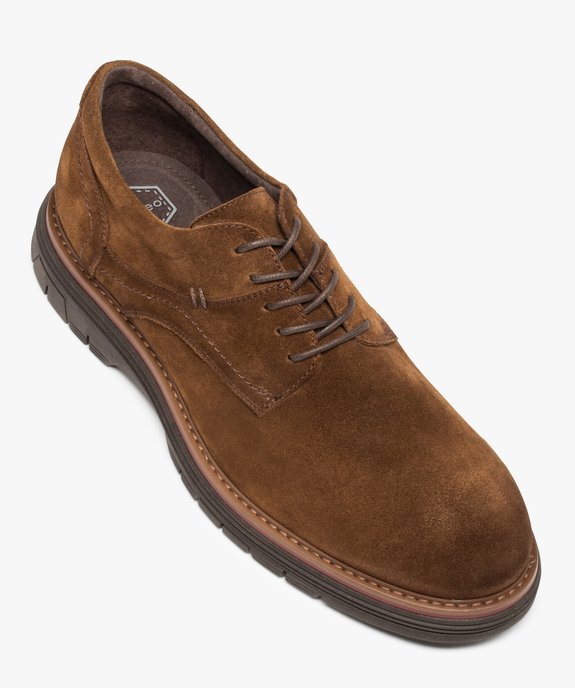 Derbies homme dessus cuir uni à lacets – Tanéo vue6 - TANEO - GEMO