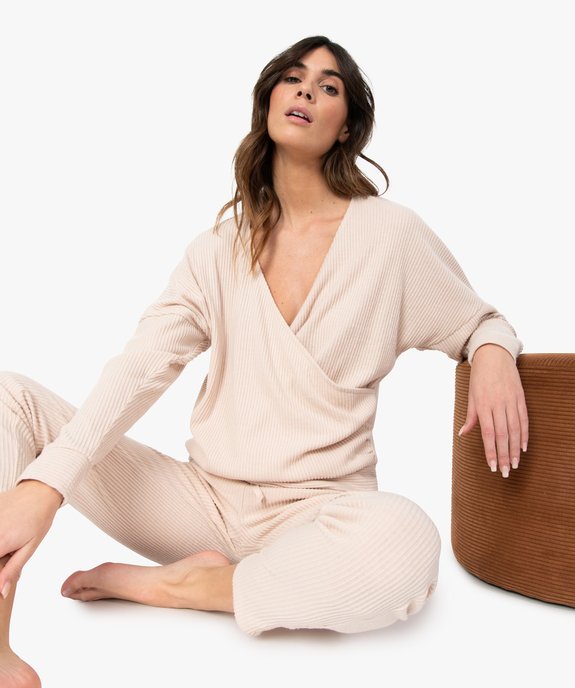 Pantalon de pyjama femme en maille côtelée vue6 - GEMO(HOMWR FEM) - GEMO