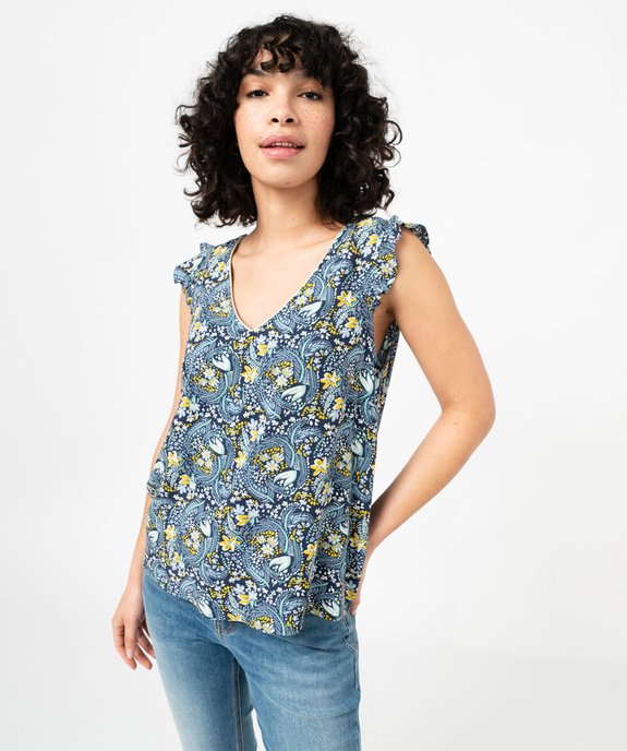 Blouse imprimée avec volants sur les épaules femme vue2 - GEMO 4G FEMME - GEMO