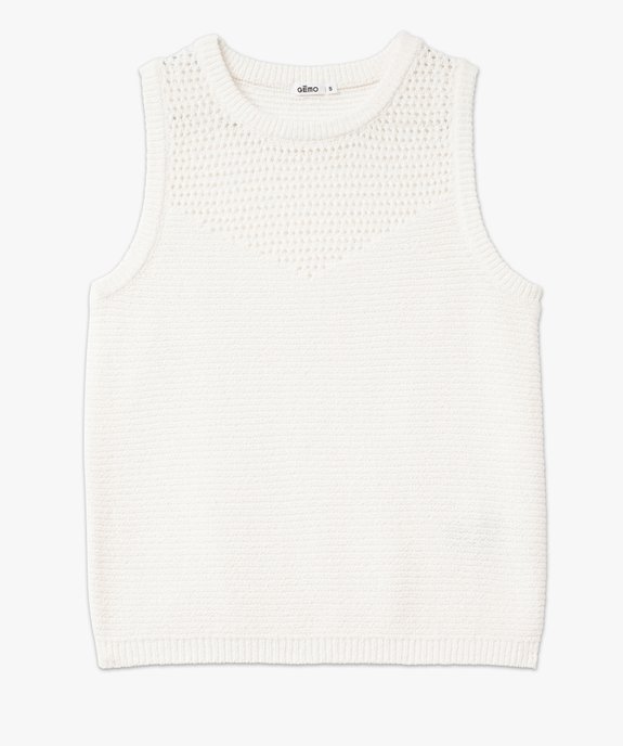 Pull d'été sans manches en maille fantaisie ajourée femme vue4 - GEMO(FEMME PAP) - GEMO