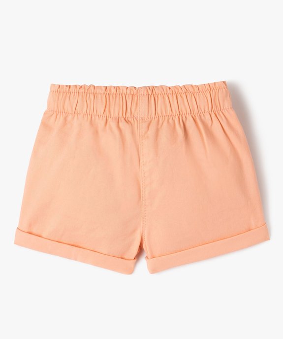 Short uni avec ceinture élastiquée bébé fille vue3 - GEMO 4G BEBE - GEMO