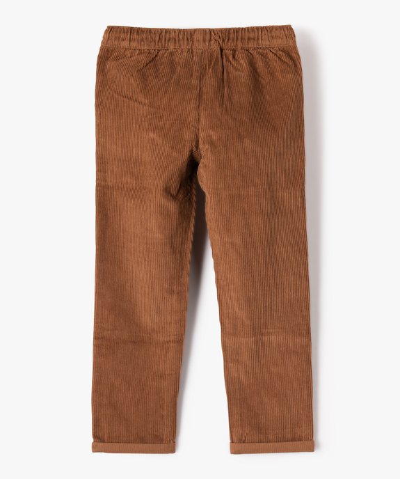 Pantalon garçon en velours côtelé à taille élastiquée vue3 - GEMO (ENFANT) - GEMO