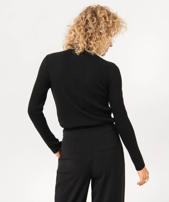 Pull à col montant zippé en maille côtelée femme vue3 - GEMO(FEMME PAP) - GEMO