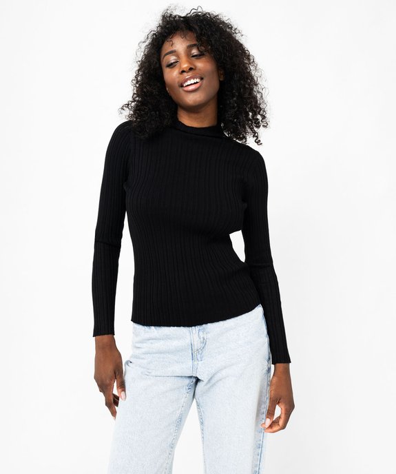 Pull en maille côtelée à col montant femme vue2 - GEMO 4G FEMME - GEMO