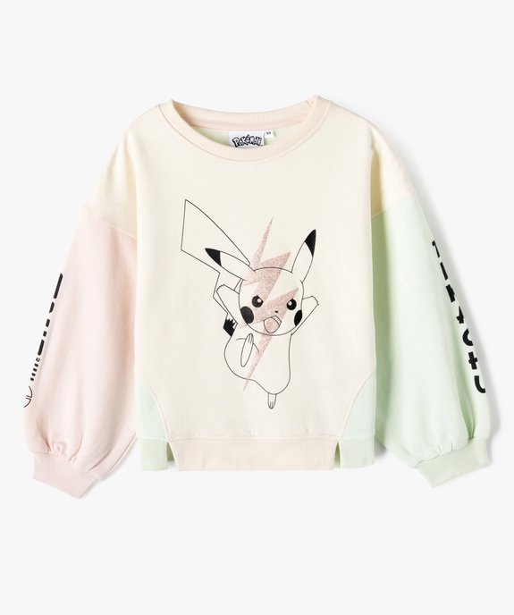 Sweat fille tricolore avec motif Pikachu - Pokemon vue2 - POKEMON - GEMO