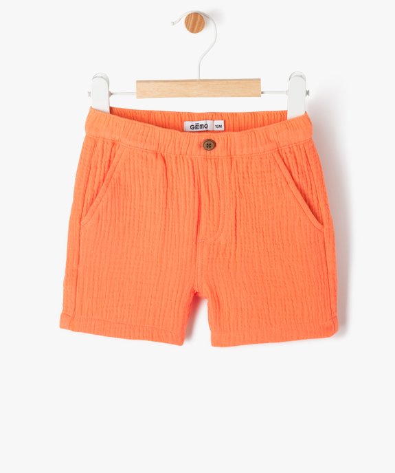 Short en gaze de coton bébé garçon vue1 - GEMO(BEBE DEBT) - GEMO