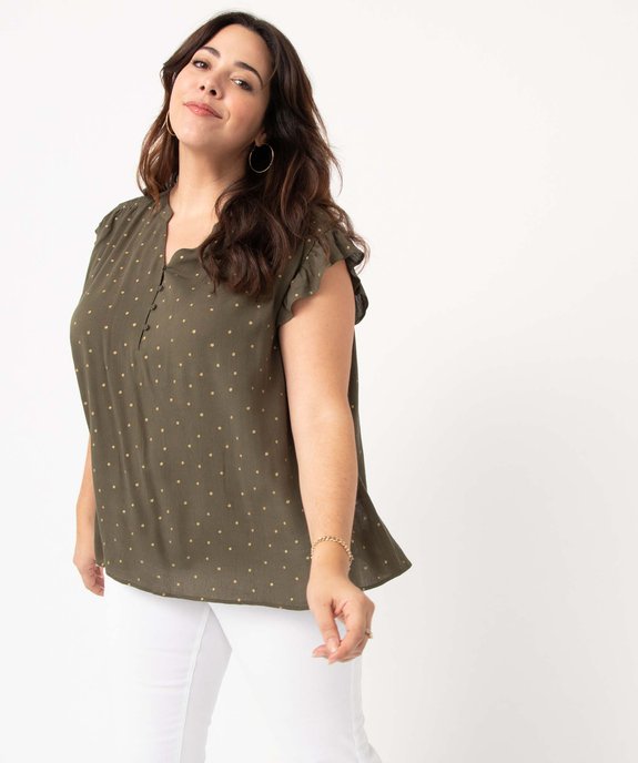 Blouse femme grande taille sans manches à pois dorés vue1 - GEMO (G TAILLE) - GEMO