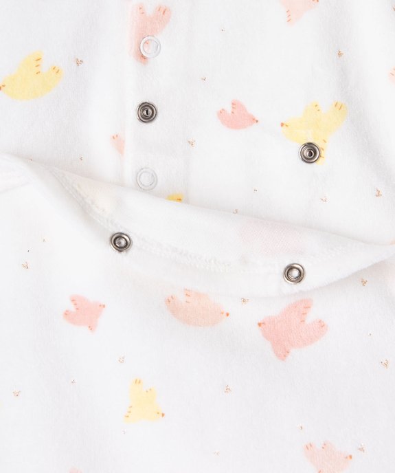 Pyjama en velours avec motifs oiseaux bébé fille  vue2 - GEMO 4G BEBE - GEMO