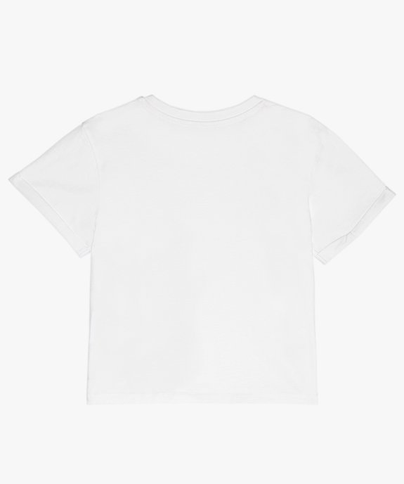 Tee-shirt fille coupe ample et courte avec inscription vue3 - GEMO (JUNIOR) - GEMO