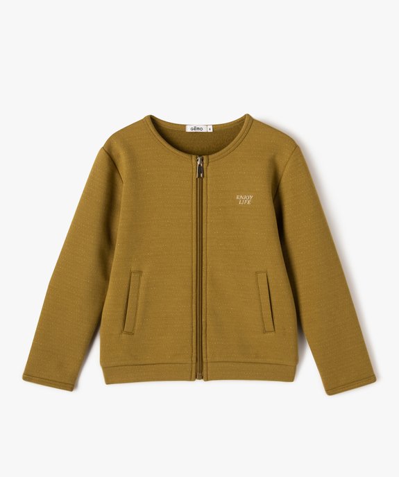 Sweat zippé à col rond avec motifs pailletés fille vue1 - GEMO (ENFANT) - GEMO