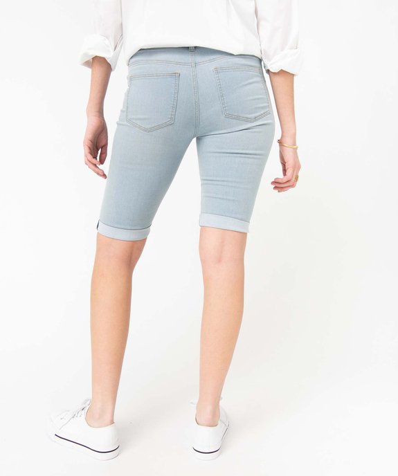 Bermuda femme en jean avec revers vue3 - GEMO 4G FEMME - GEMO