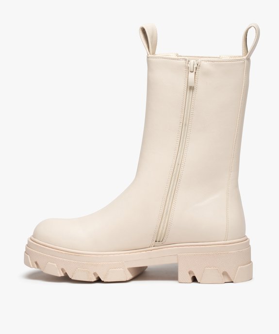 Boots femme Chelsea unies à semelle épaisse et crantée vue3 - GEMO (CASUAL) - GEMO