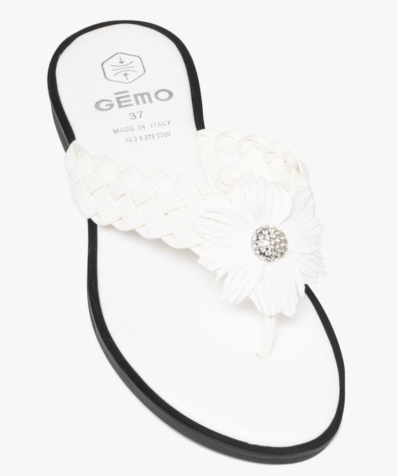 Mules femme à bride entre-doigts tressée avec fleur fantaisie vue5 - GEMO (CASUAL) - GEMO